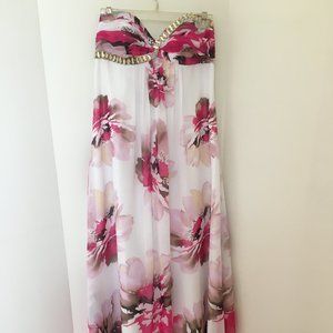 Cache Maxi floral Summer dress- size 8- Pick/White